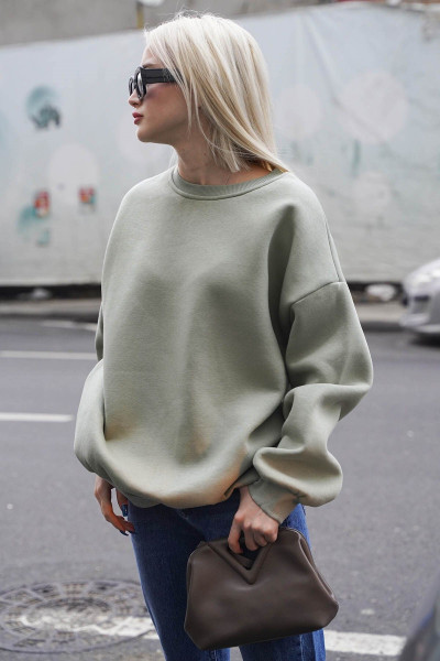 Mint Yeşili Bisiklet Yaka Basic Sweatshirt Mg1559 Mint Yeşili Bisiklet Yaka Basic Sweatshirt Mg1559