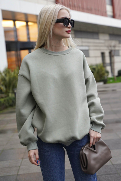 Mint Yeşili Bisiklet Yaka Basic Sweatshirt Mg1559 Mint Yeşili Bisiklet Yaka Basic Sweatshirt Mg1559
