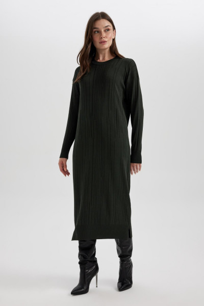Regular Fit Bisiklet Yaka Basic Düz Uzun Kollu Krep Midi Triko Elbise A9806ax23wn Regular Fit Bisiklet Yaka Basic Düz Uzun Kollu Krep Midi Triko Elbise A9806ax23wn