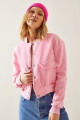 Pembe Çıtçıt Düğmeli Crop Bomber Ceket 3YXK4-47551-20 Pembe Çıtçıt Düğmeli Crop Bomber Ceket 3YXK4-47551-20