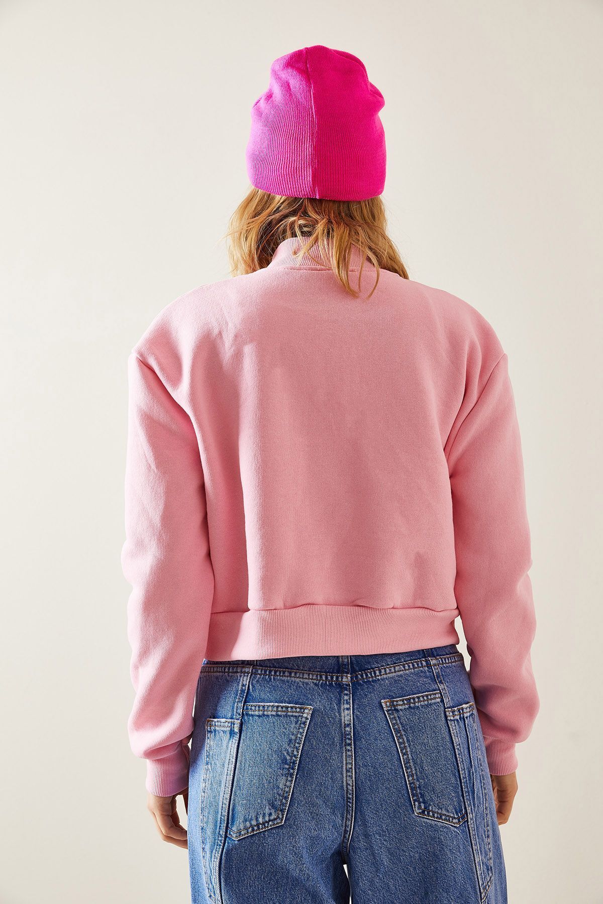 Pembe Çıtçıt Düğmeli Crop Bomber Ceket 3YXK4-47551-20 Pembe Çıtçıt Düğmeli Crop Bomber Ceket 3YXK4-47551-20