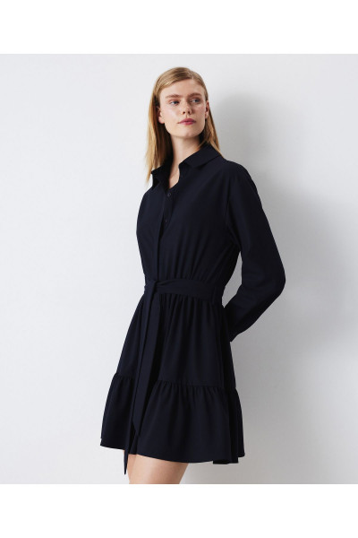 Kuşaklı volanlı elbise