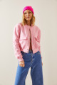 Pembe Çıtçıt Düğmeli Crop Bomber Ceket 3YXK4-47551-20 Pembe Çıtçıt Düğmeli Crop Bomber Ceket 3YXK4-47551-20