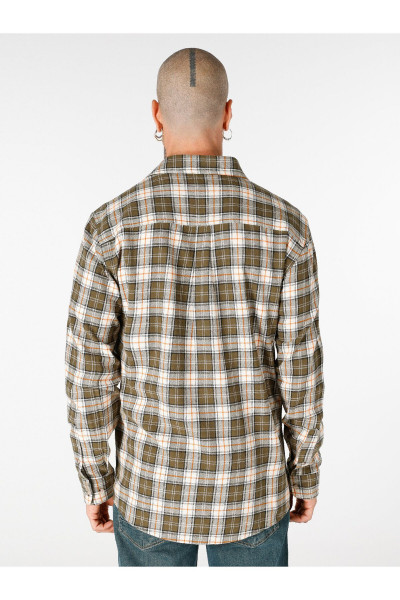 Regular Fit Kareli Yeşil Erkek Uzun Kol Gömlek