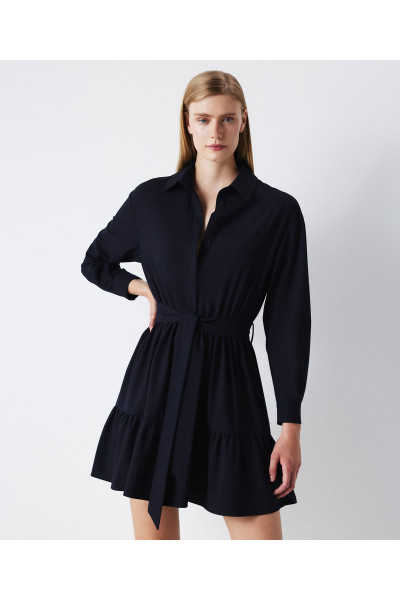 Kuşaklı volanlı elbise Kuşaklı volanlı elbise