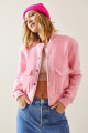 Pembe Çıtçıt Düğmeli Crop Bomber Ceket 3YXK4-47551-20 Pembe Çıtçıt Düğmeli Crop Bomber Ceket 3YXK4-47551-20