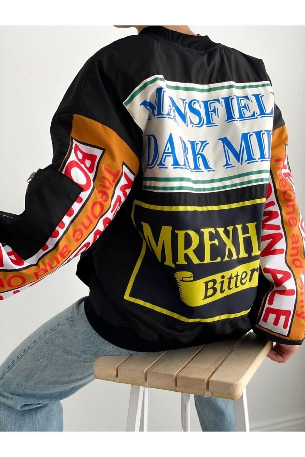Siyah Unisex Mansfield Vintage Bomber Ceket Siyah Unisex Mansfield Vintage Bomber Ceket