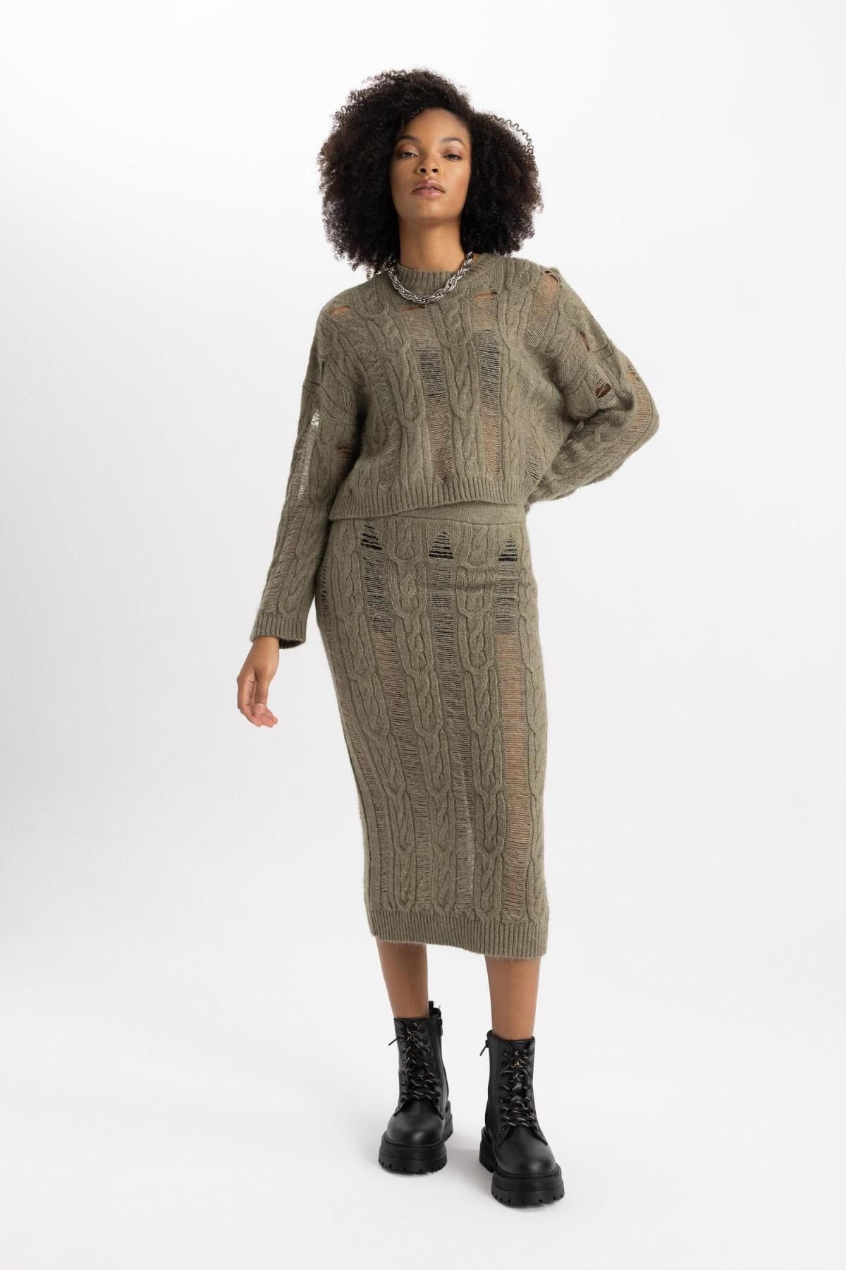 Slim Fit Triko Etek