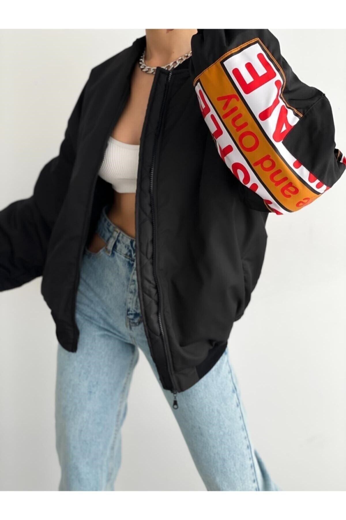 Siyah Unisex Mansfield Vintage Bomber Ceket Siyah Unisex Mansfield Vintage Bomber Ceket