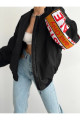 Siyah Unisex Mansfield Vintage Bomber Ceket Siyah Unisex Mansfield Vintage Bomber Ceket