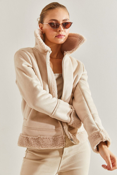 Kadın Süet Peluş Mont