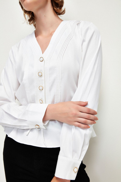 Nervürlü Uzun Kol Düğmeli Gömlek Nervürlü Uzun Kol Düğmeli Gömlek