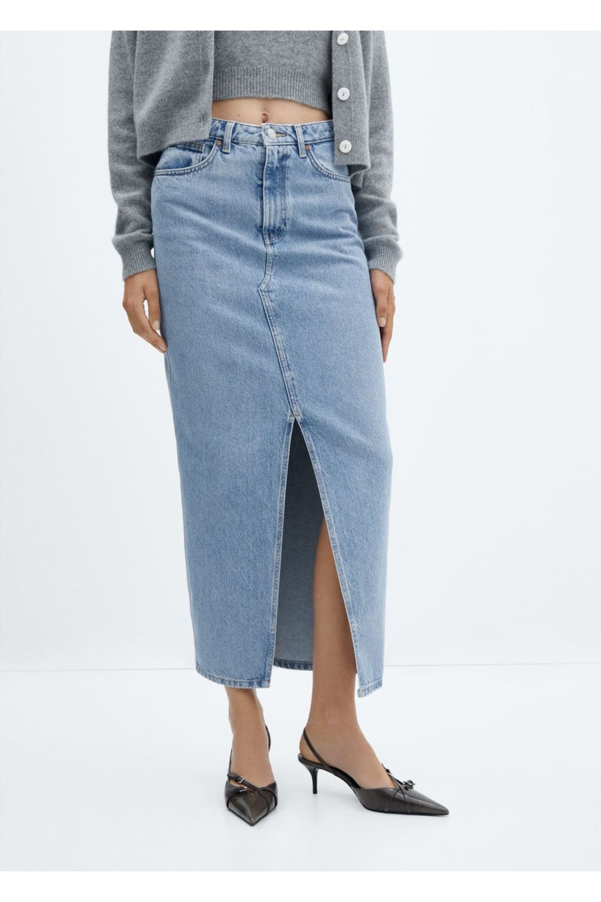 Yırtmaçlı denim etek Yırtmaçlı denim etek