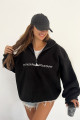 Kadın Polar Kumaş Siyah Oversize Sweatshirt Kadın Polar Kumaş Siyah Oversize Sweatshirt