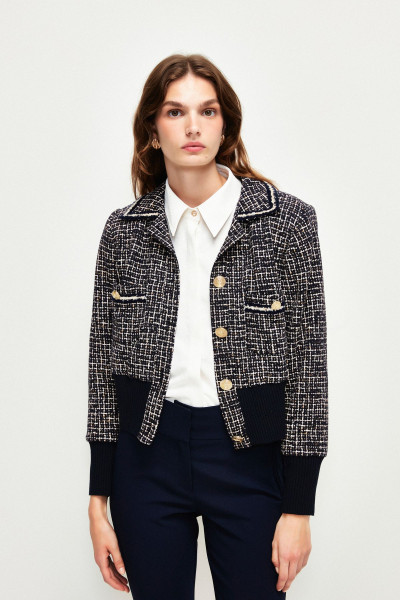 Şerit Detaylı Cepli Ceket