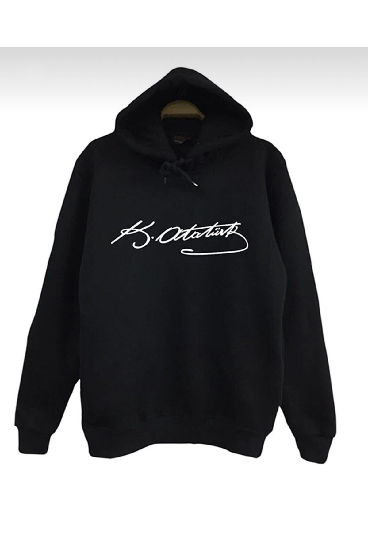 Siyah Mustafa Kemal ATATÜRK İmzalı Kapüşonlu Oversize Sweatshirt Siyah Mustafa Kemal ATATÜRK İmzalı Kapüşonlu Oversize Sweatshirt