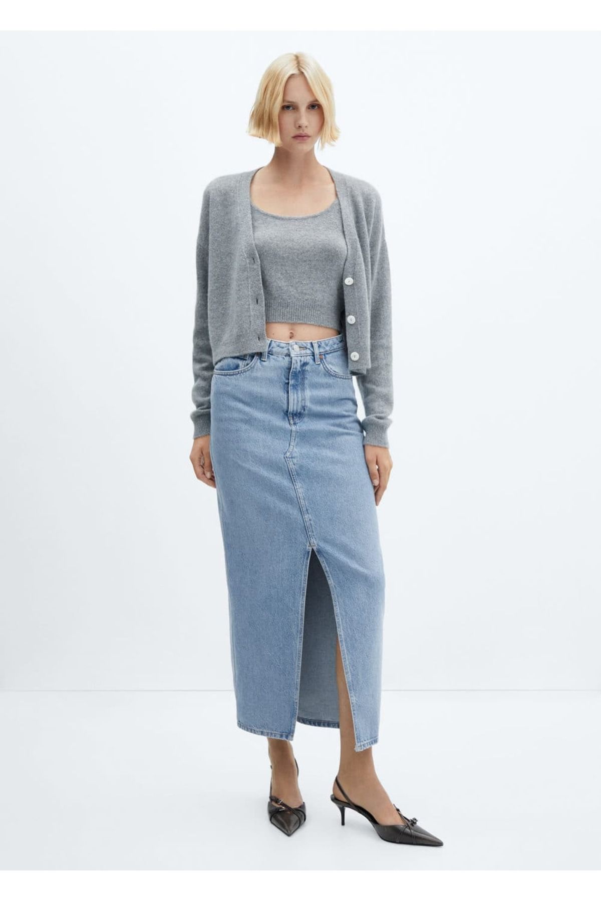 Yırtmaçlı denim etek Yırtmaçlı denim etek