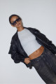 Siyah Oversize Deri Mont Siyah Oversize Deri Mont