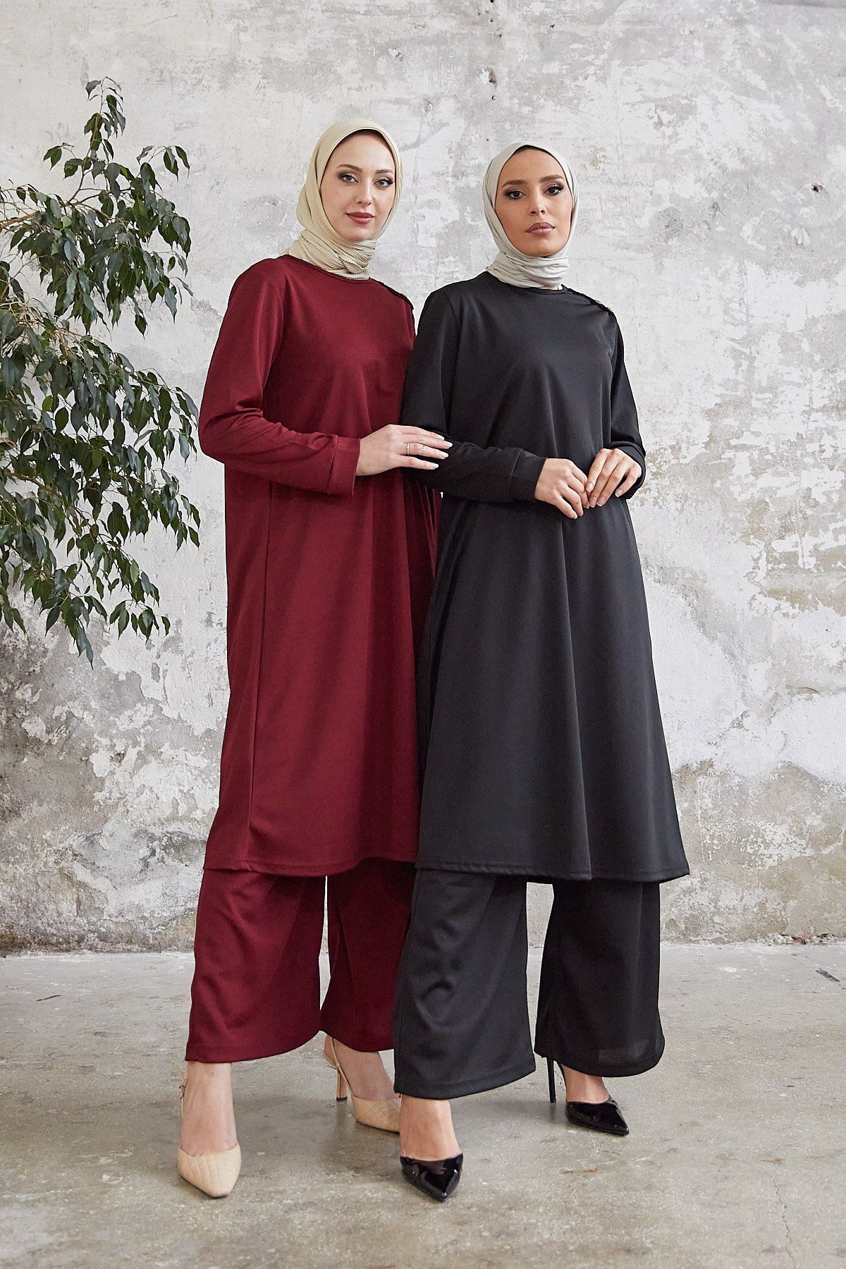 Tunik Pantolon Tesettür İkili Takım Bordo Tunik Pantolon Tesettür İkili Takım Bordo