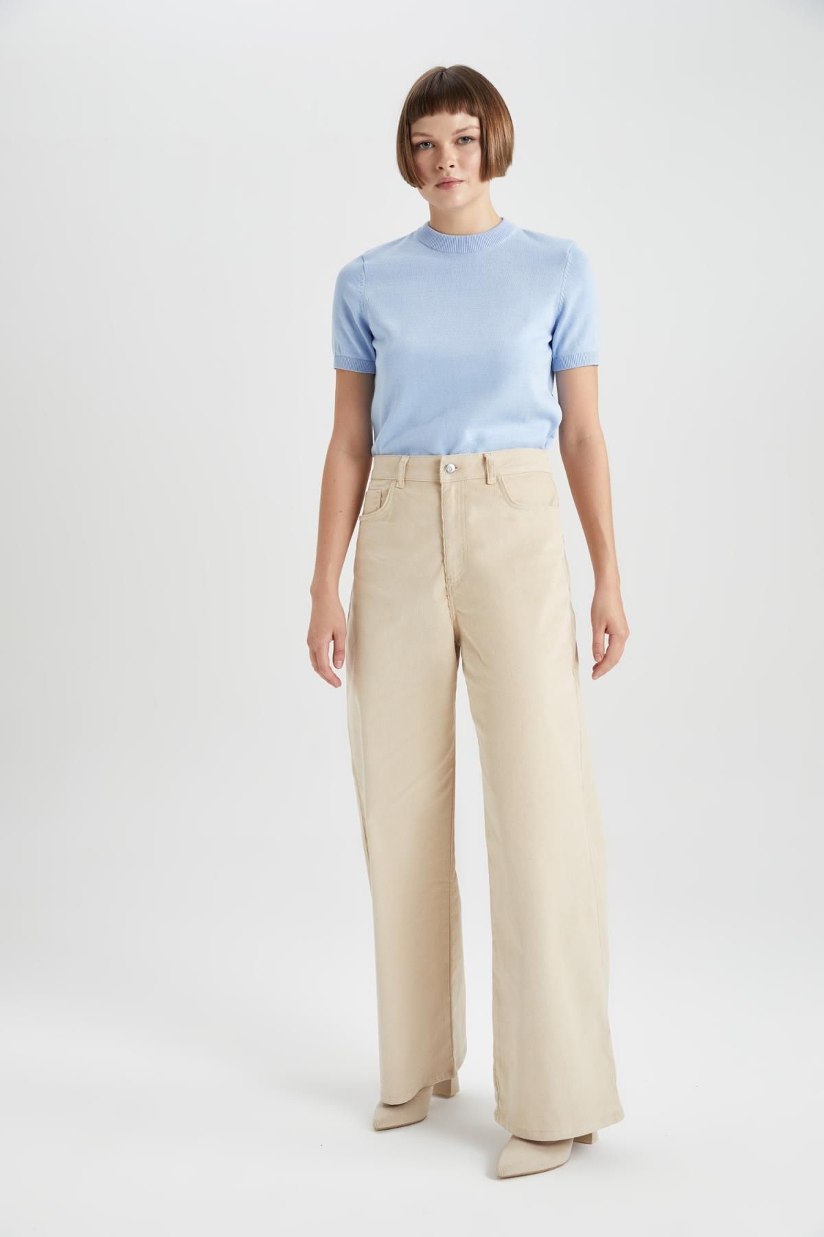 Wide Leg Yüksek Bel Geniş Bol Paça Cepli Basic Düz Fitilli Kadife Pantolon A4685ax23wn Wide Leg Yüksek Bel Geniş Bol Paça Cepli Basic Düz Fitilli Kadife Pantolon A4685ax23wn
