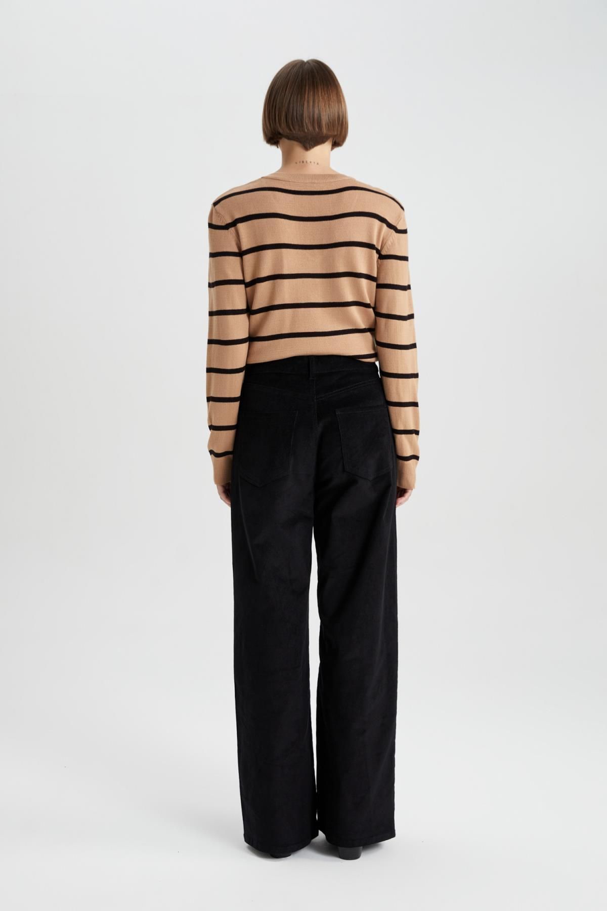 Wide Leg Yüksek Bel Geniş Bol Paça Cepli Basic Düz Fitilli Kadife Pantolon A4685ax23wn Wide Leg Yüksek Bel Geniş Bol Paça Cepli Basic Düz Fitilli Kadife Pantolon A4685ax23wn