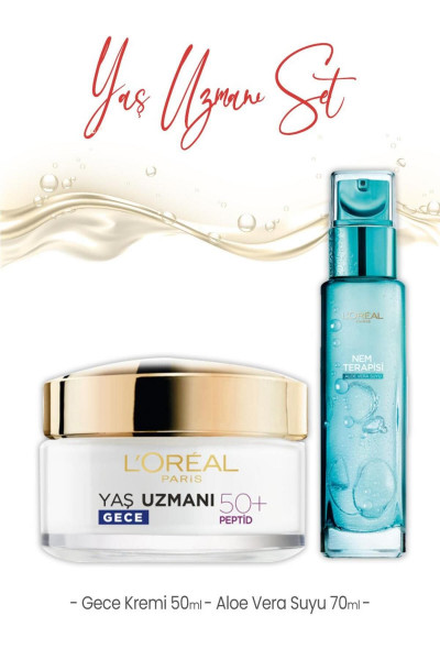 Loreal Paris Yaş Uzmanı Gece Kremi 50 ml ve Aloe Vera Suyu 70 ml Loreal Paris Yaş Uzmanı Gece Kremi 50 ml ve Aloe Vera Suyu 70 ml