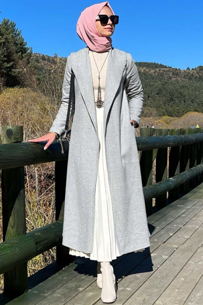 Selin Gri Kaşe Kaban Selin Gri Kaşe Kaban