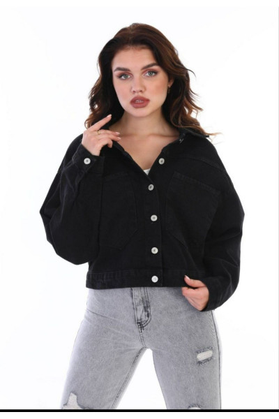 Siyah Denim Cep Detaylı Kot Ceket Siyah Denim Cep Detaylı Kot Ceket
