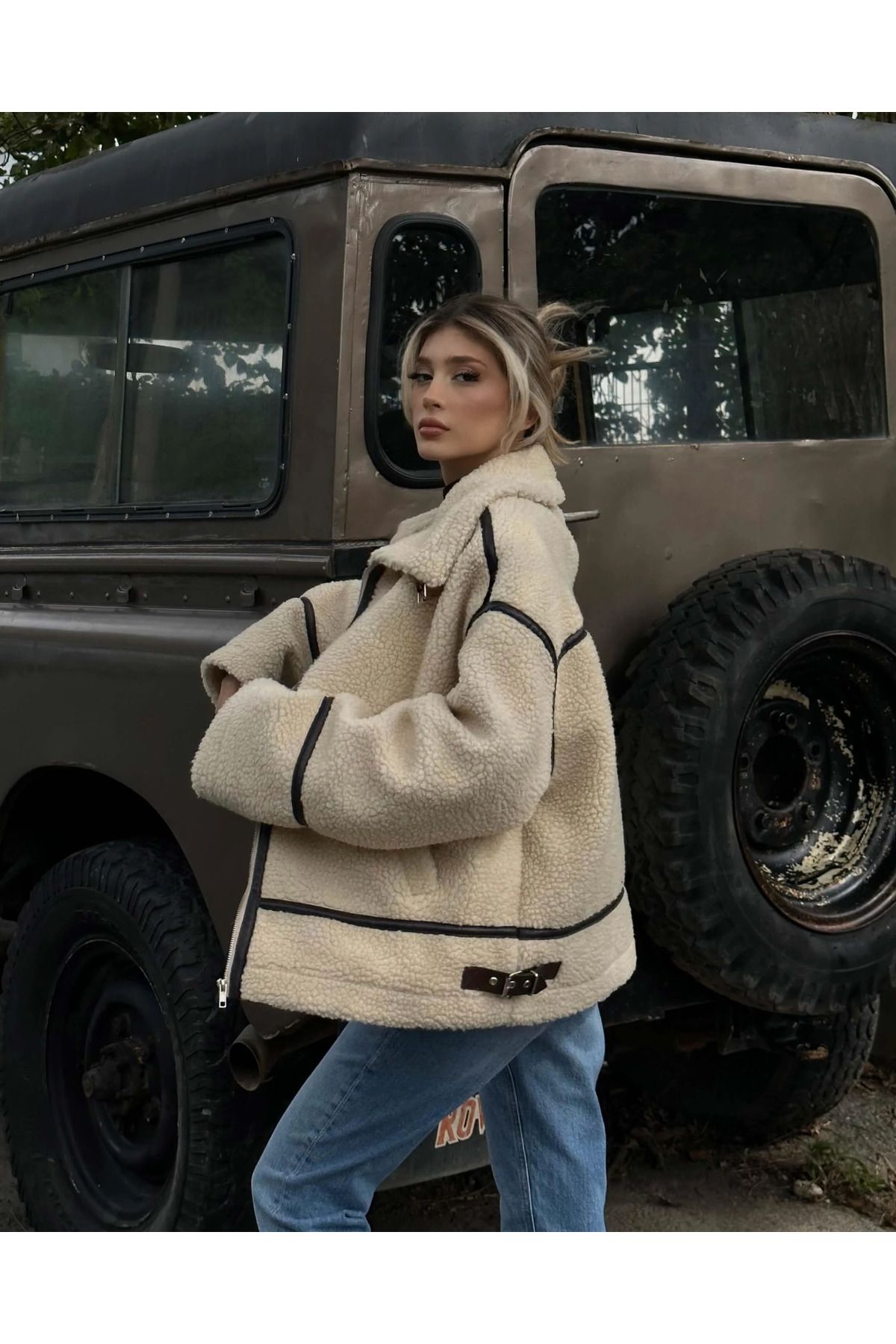 Suni Kürklü Biker Ceket Suni Kürklü Biker Ceket