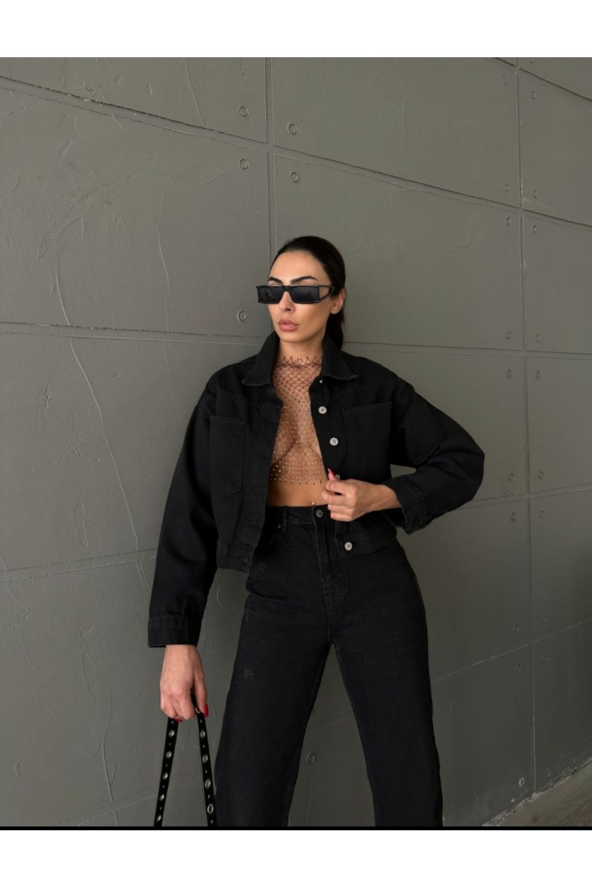 Siyah Denim Cep Detaylı Kot Ceket Siyah Denim Cep Detaylı Kot Ceket