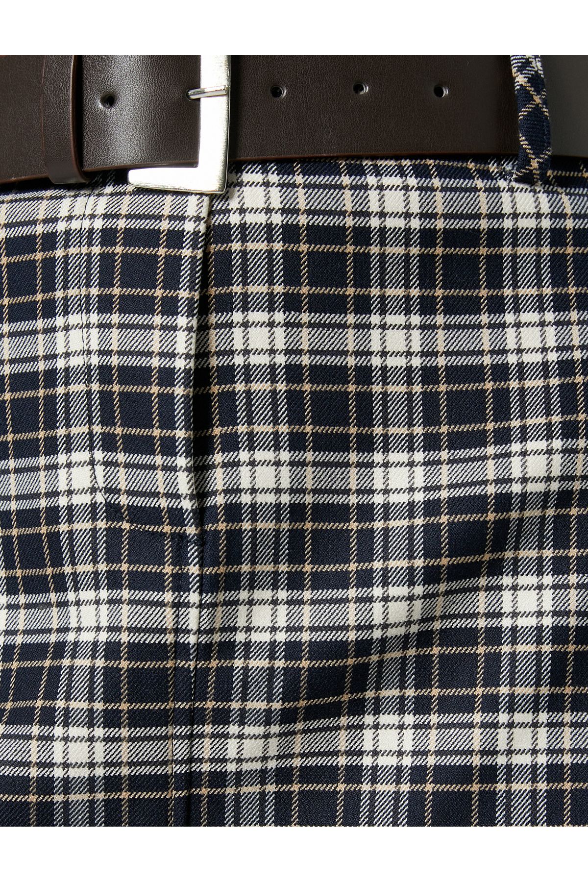 Kemerli Ekoseli Mini Etek Kemerli Ekoseli Mini Etek
