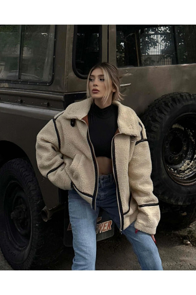 Suni Kürklü Biker Ceket Suni Kürklü Biker Ceket