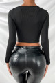 Kadın Siyah Göğüs Dekolteli Çapraz Askılı Uzun Kollu Crop Top Bluz Kadın Siyah Göğüs Dekolteli Çapraz Askılı Uzun Kollu Crop Top Bluz