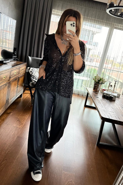 Payetli Gömlek Siyah Payetli Gömlek Siyah