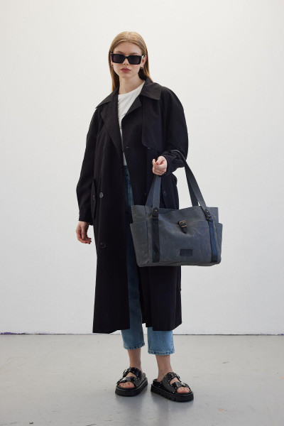 Kruvaze Trençkot Siyah Kruvaze Trençkot Siyah