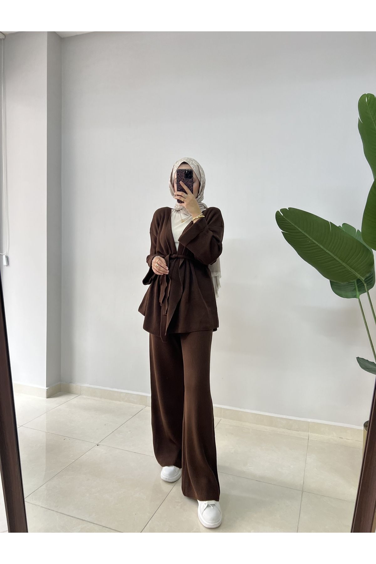 Kimono Triko Takım Kahverengi Kimono Triko Takım Kahverengi