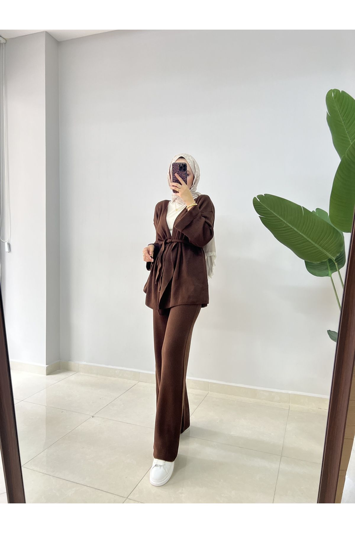 Kimono Triko Takım Kahverengi Kimono Triko Takım Kahverengi