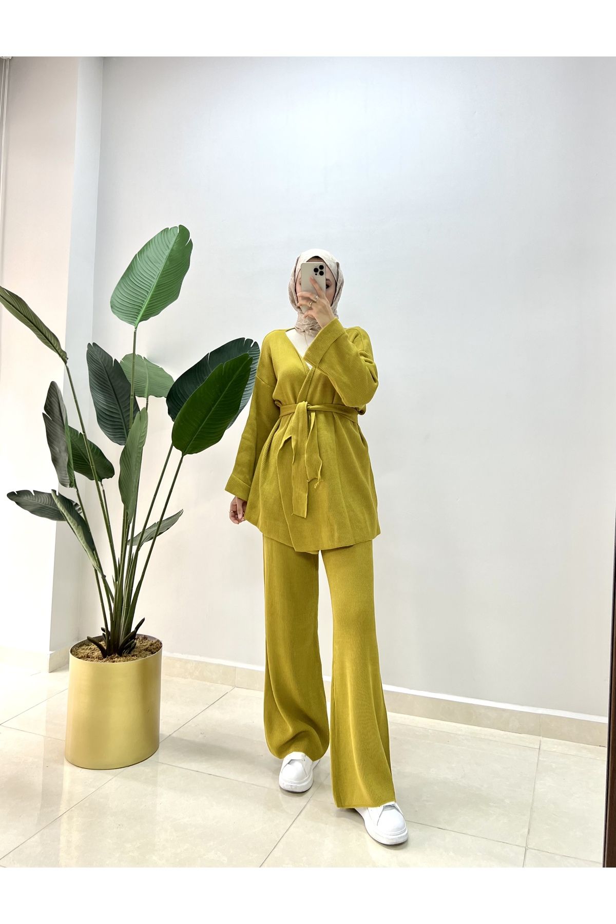 Kimono Triko Takım Yağ Yeşili Kimono Triko Takım Yağ Yeşili