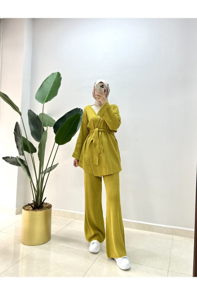 Kimono Triko Takım Yağ Yeşili