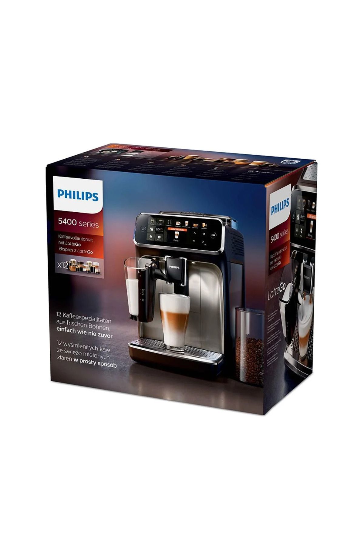 LatteGo , süt çözümü TFT ekran , 12 farklı kahve 5400 TAM OTOMATİK ESPRESSO-LATTE MAKİNESİ LatteGo , süt çözümü TFT ekran , 12 farklı kahve 5400 TAM OTOMATİK ESPRESSO-LATTE MAKİNESİ