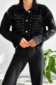 Zımba Taşlı Cepli Denim Crop Kot Ceket Zımba Taşlı Cepli Denim Crop Kot Ceket