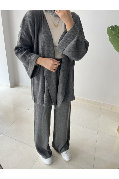 Kimono Triko Takım Gri Kimono Triko Takım Gri