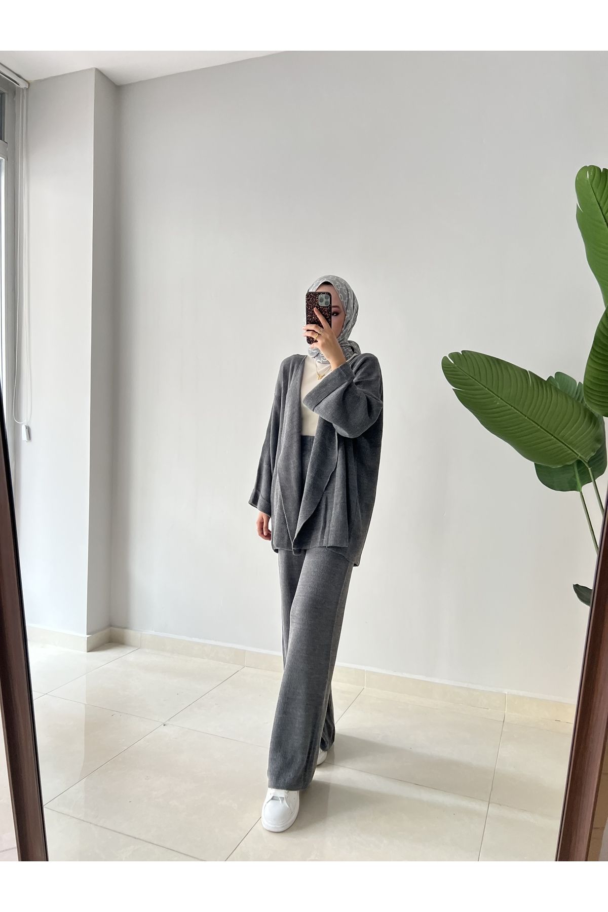 Kimono Triko Takım Gri Kimono Triko Takım Gri