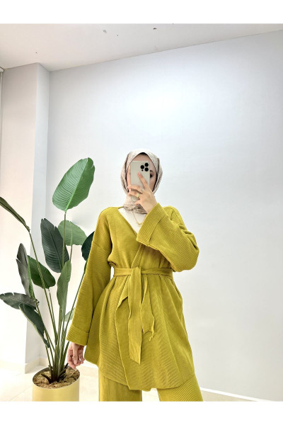 Kimono Triko Takım Yağ Yeşili Kimono Triko Takım Yağ Yeşili