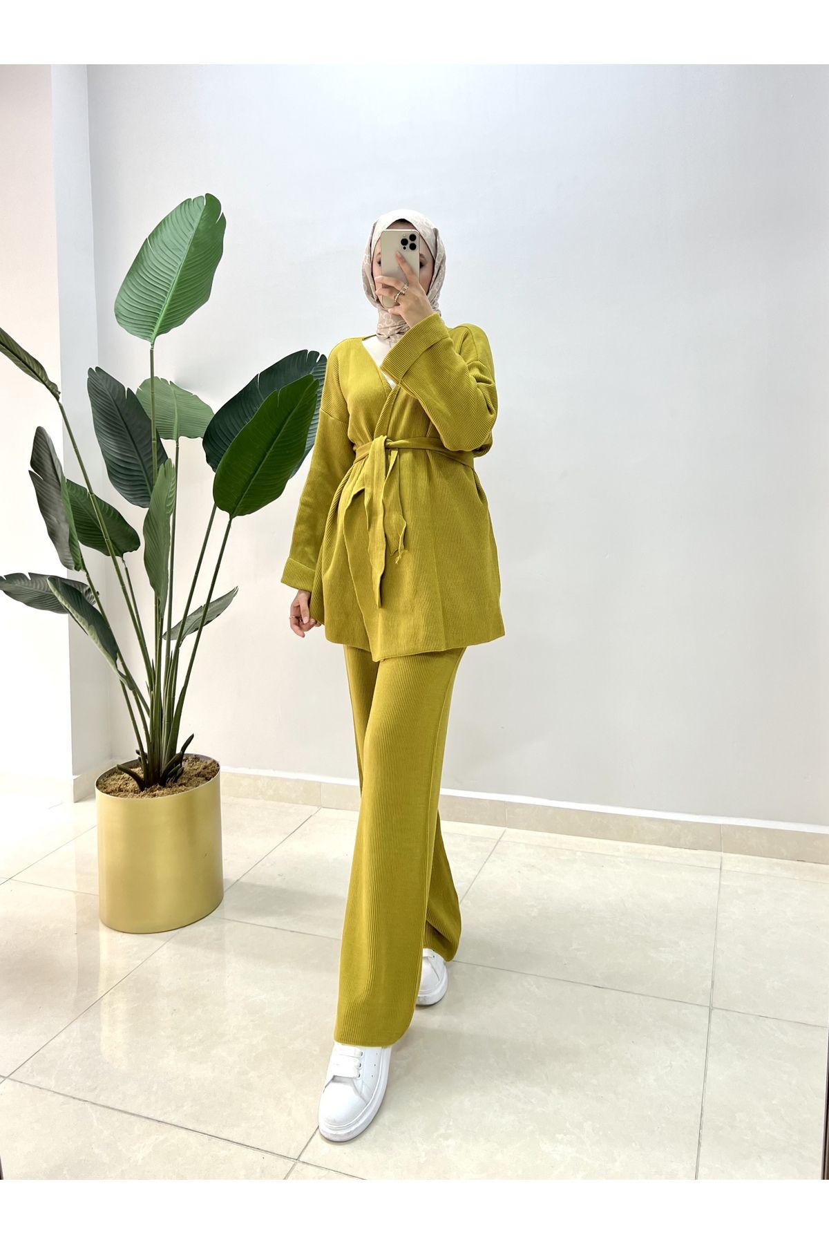 Kimono Triko Takım Yağ Yeşili Kimono Triko Takım Yağ Yeşili