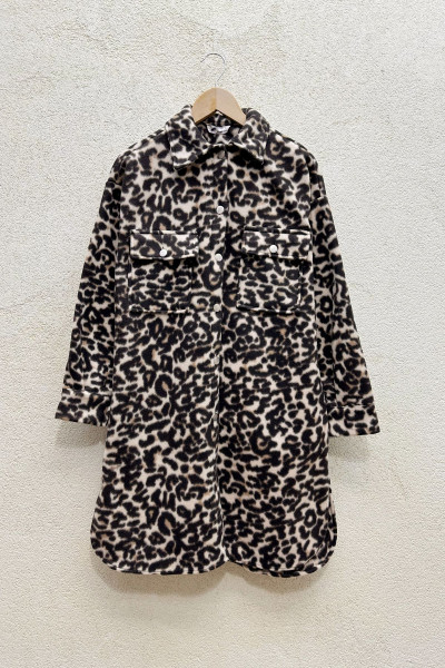 Polar Ceket Leopar Desen