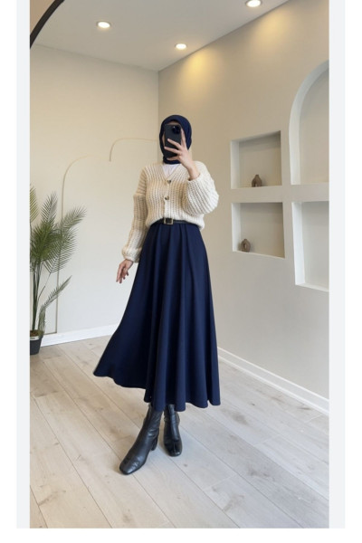 Puf Scuba Lacivert Etek Puf Scuba Lacivert Etek