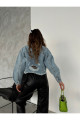 Mavi Yırtıklı Denim Kot Ceket Mavi Yırtıklı Denim Kot Ceket