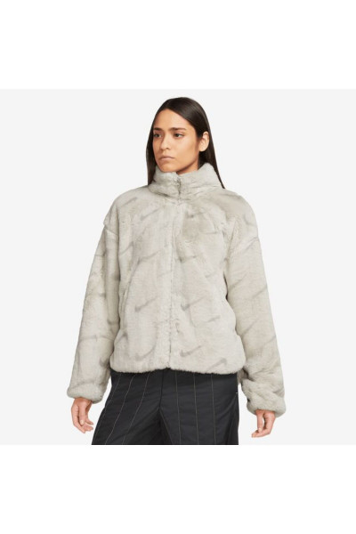 Sportswear Plush Baskılı Suni Kürklü Kadın Ceketi. Sportswear Plush Baskılı Suni Kürklü Kadın Ceketi.