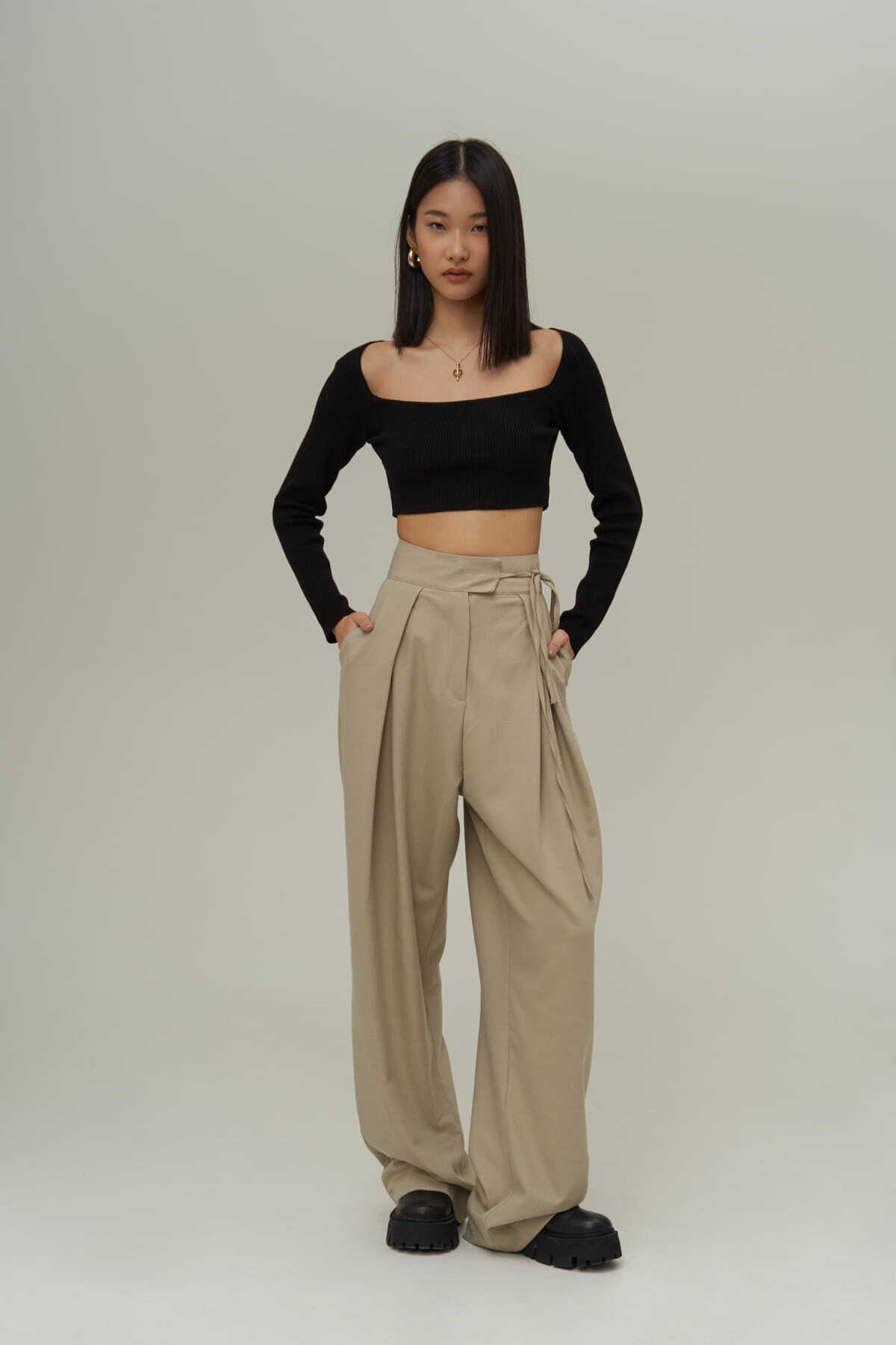 Mai Collection Carmen Kadın Palazzo Olive Green Pantolon Mai Collection Carmen Kadın Palazzo Olive Green Pantolon